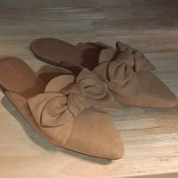 J.Crew Slip On Pointed Toe Shoes Bow Accent Tan Brown 8 - Picture 5 of 5